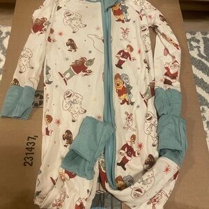 BAMBOO Kids Pajama Set - Festive Characters on Cream with Blue Accents